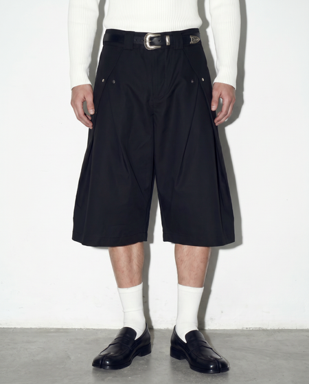 Pleated Rivetted Bermuda Shorts
