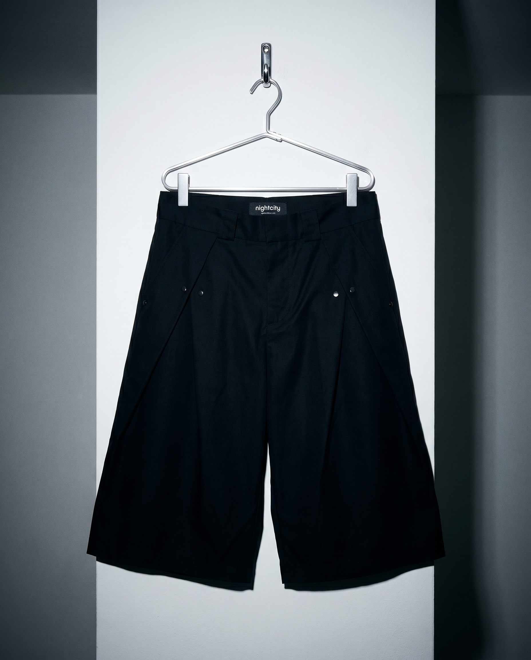 Pleated Rivetted Bermuda Shorts-17