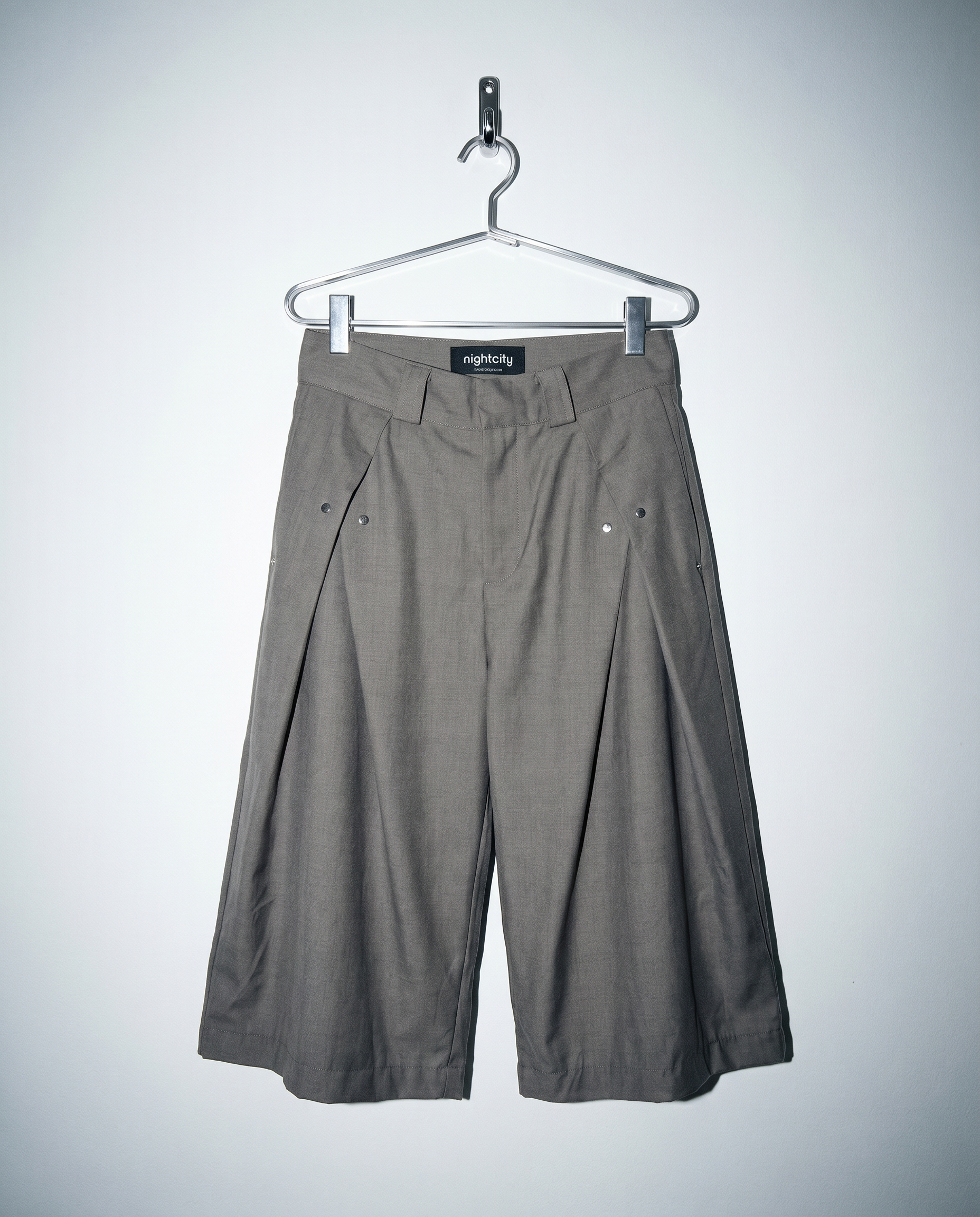 Pleated Rivetted Bermuda Shorts-7