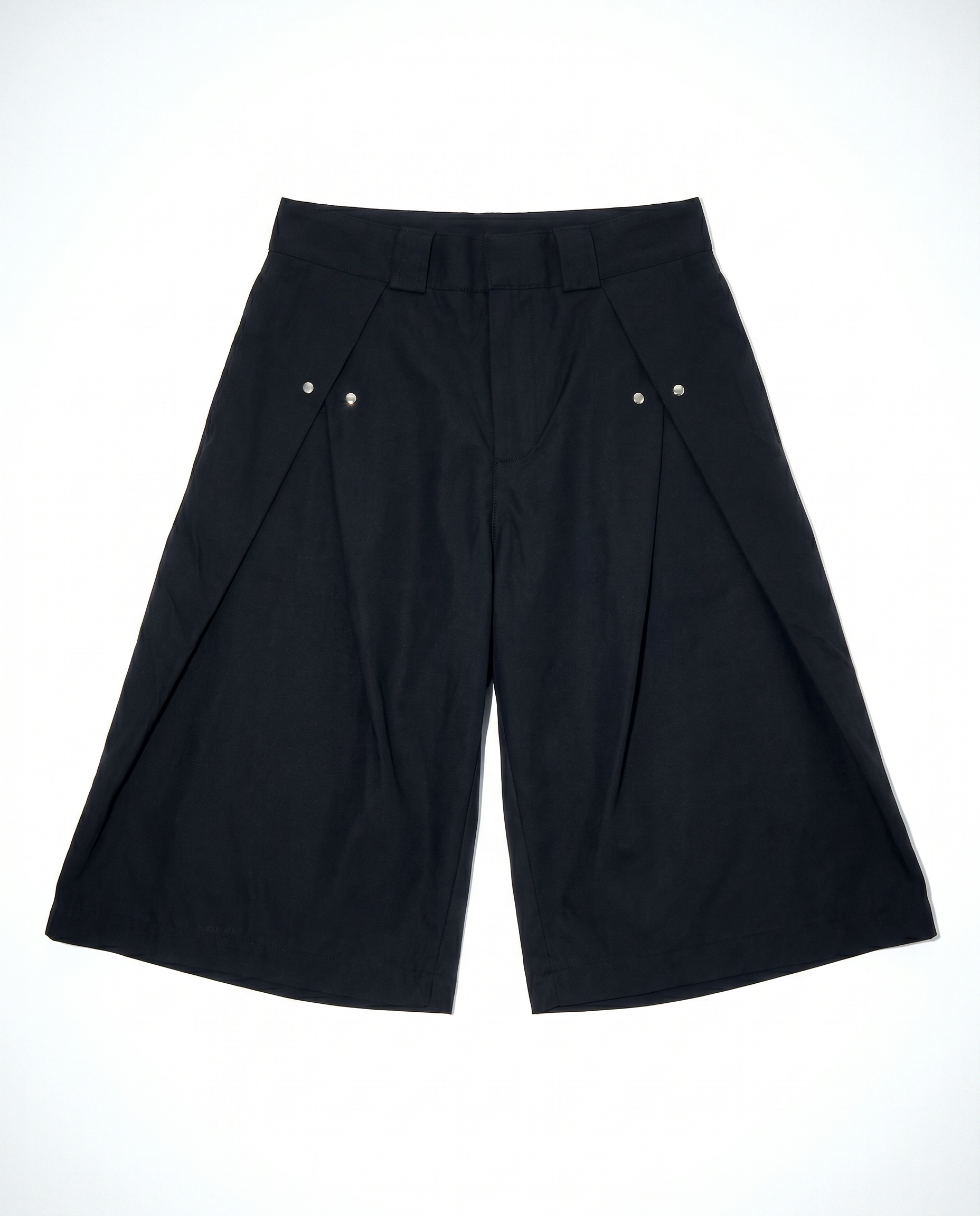 Pleated Rivetted Bermuda Shorts-16