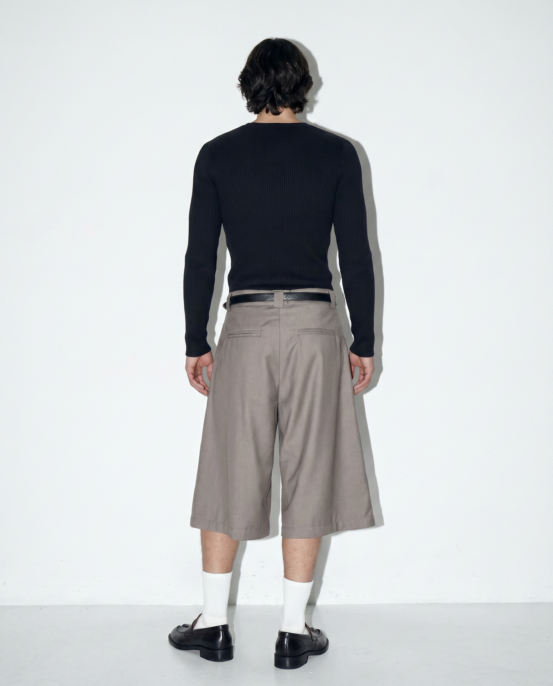 Pleated Rivetted Bermuda Shorts-6