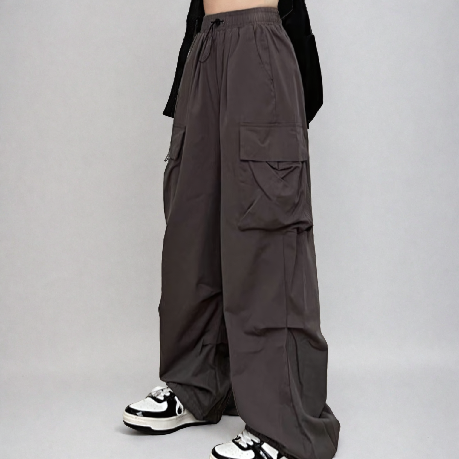 Wide Leg Drawstring Cuff Lightweight Pants - nightcity clothing