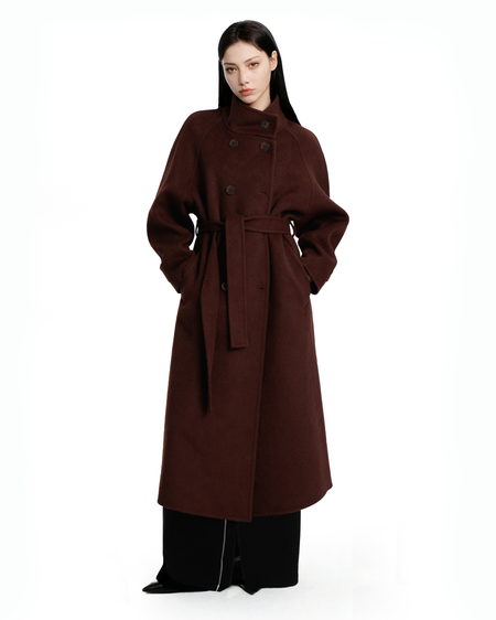 Oversized Double-Breasted Panelled Long Coat - nightcity clothing
