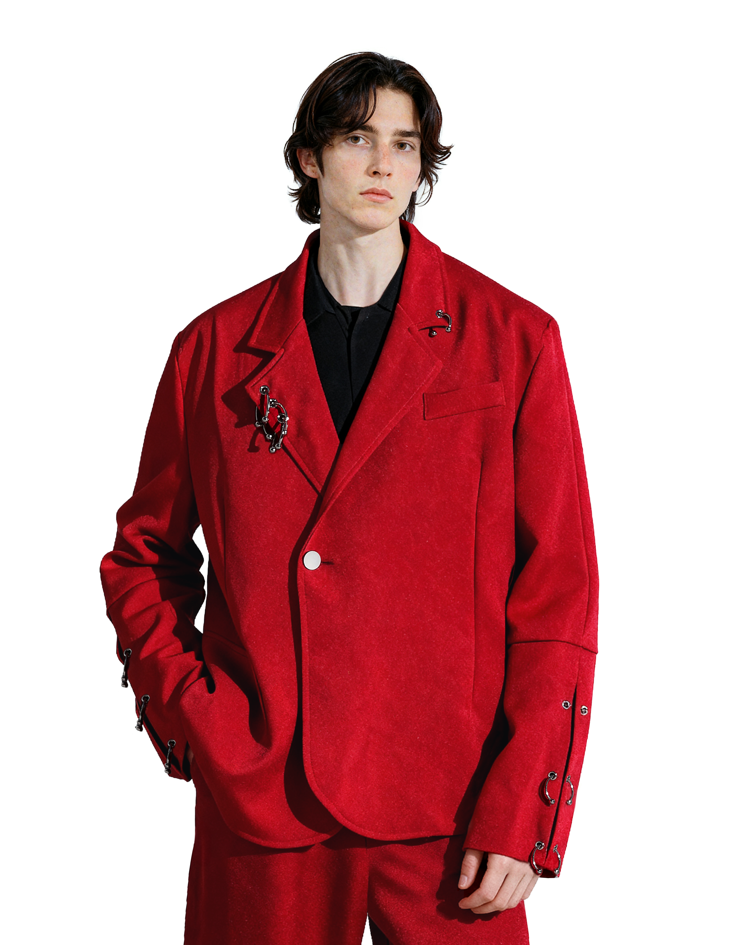 Oversized Suit Jacket with Rings and Wide Leg Pants Set-9