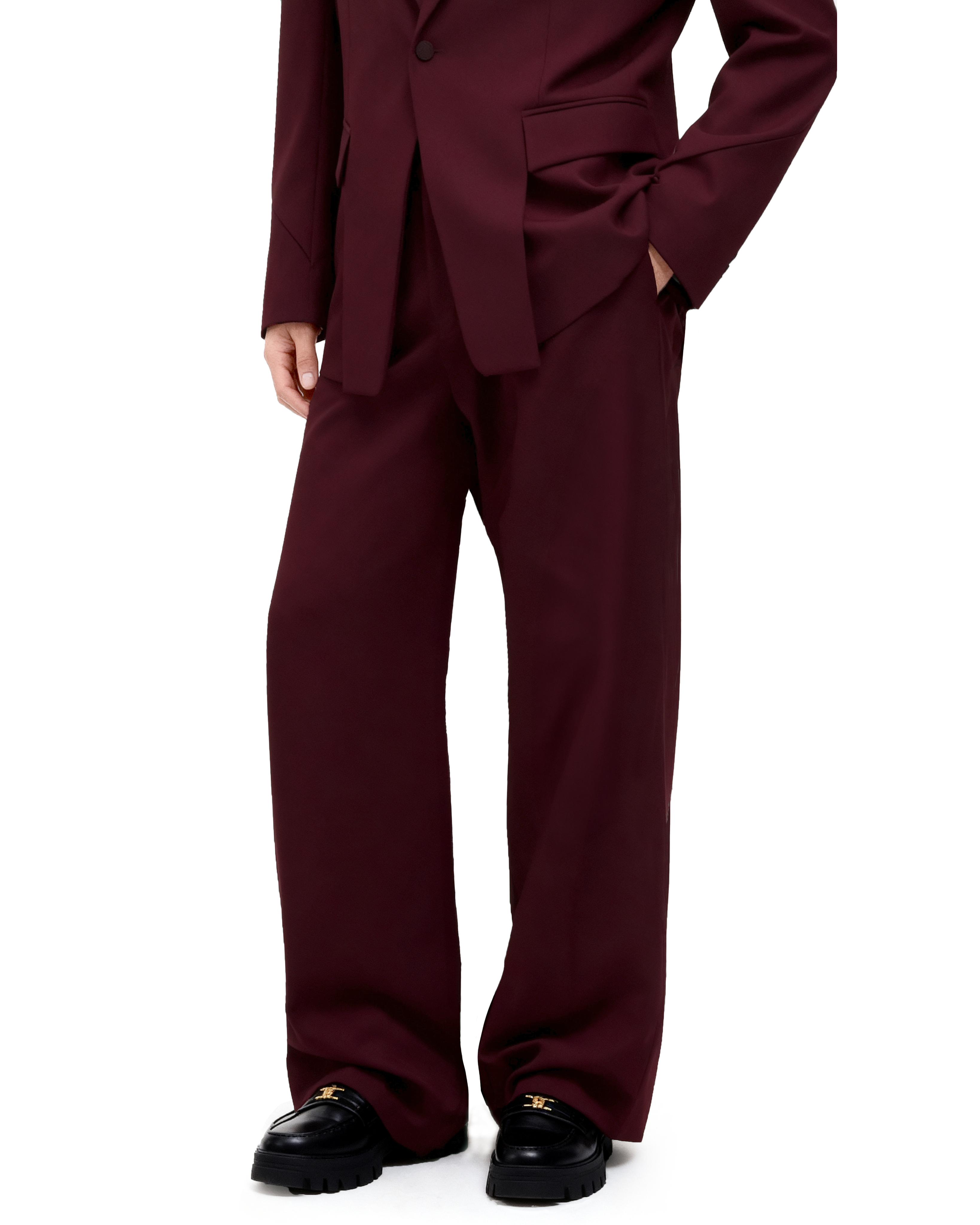 Structured Blazer with Extended Shoulder Lapels and Wide Leg Pants-6