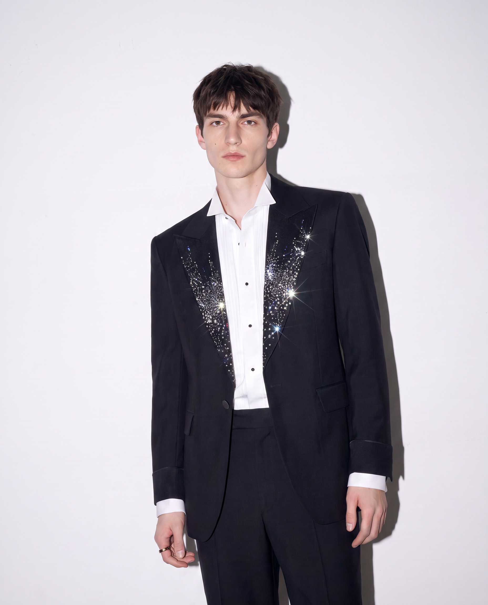 Boxy Rhinestone Embellished Lapel Blazer-6