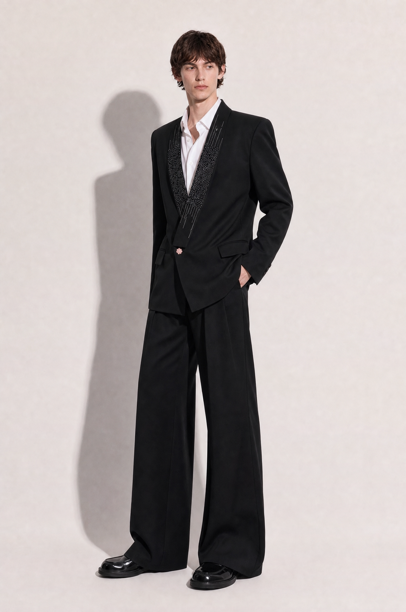 Rhinestone Shawl Lapel Structured Suit-2
