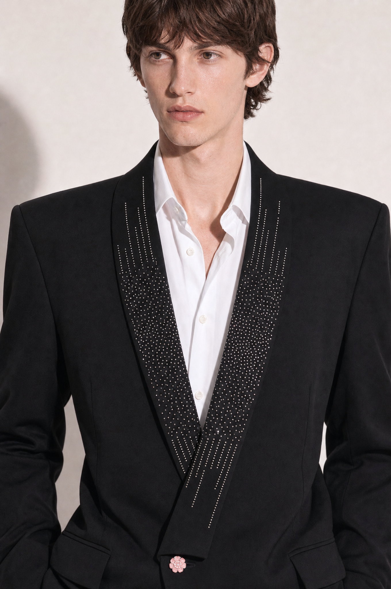 Rhinestone Shawl Lapel Structured Suit-6