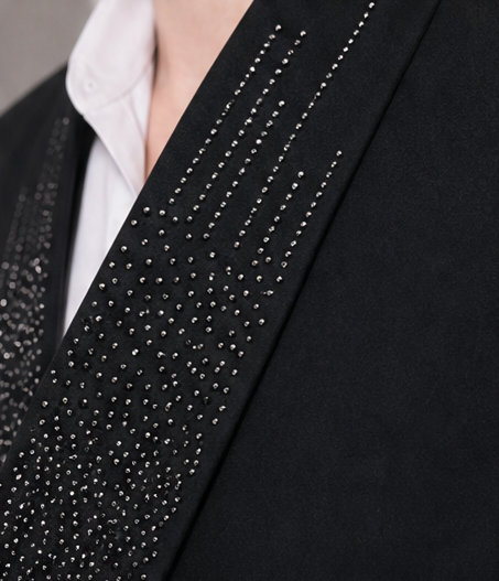 Rhinestone Shawl Lapel Structured Suit-8
