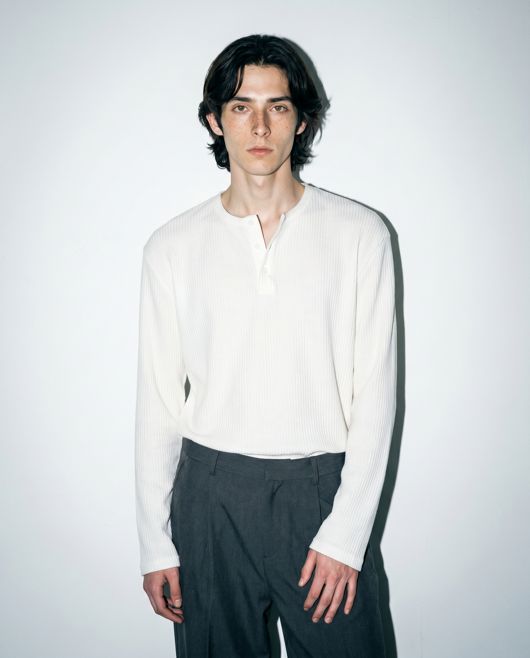 Ribbed Knit Henley Collar Sweater-11