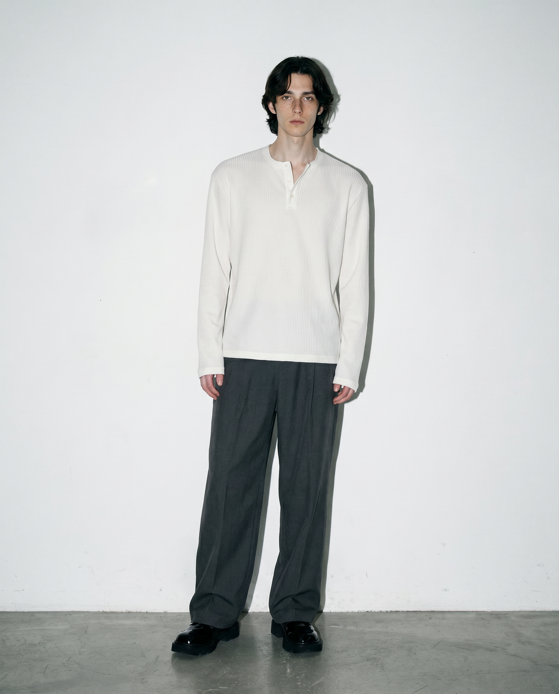Ribbed Knit Henley Collar Sweater-15