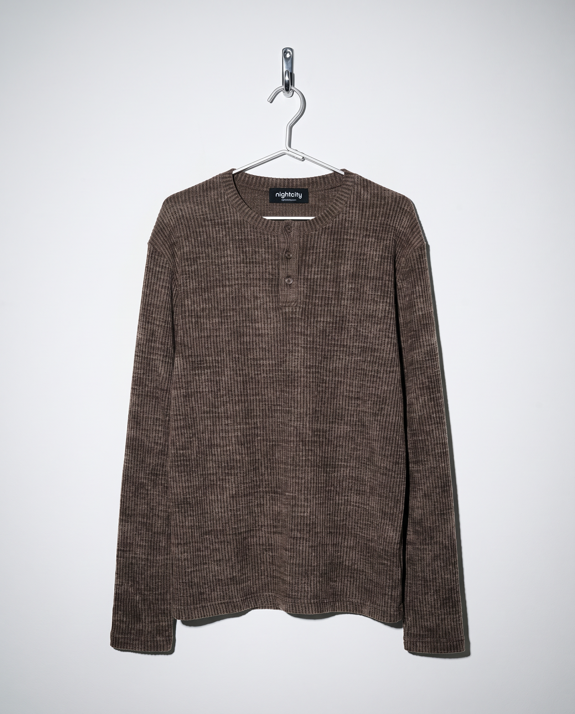 Ribbed Knit Henley Collar Sweater-7
