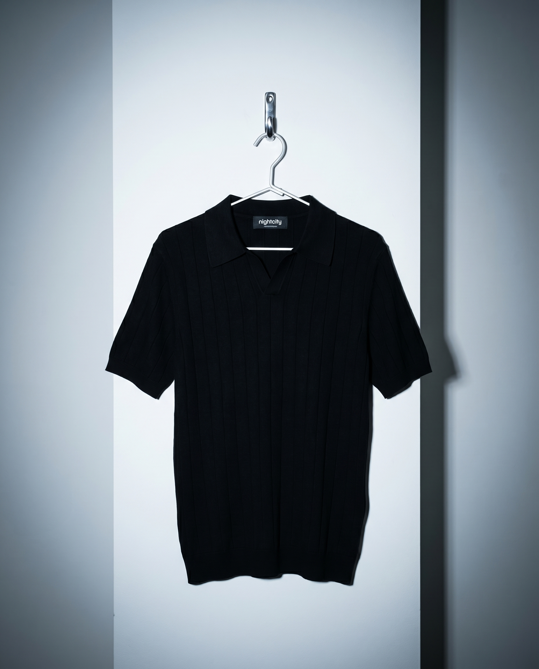 Ribbed Knit Short Sleeve Polo Shirt-6