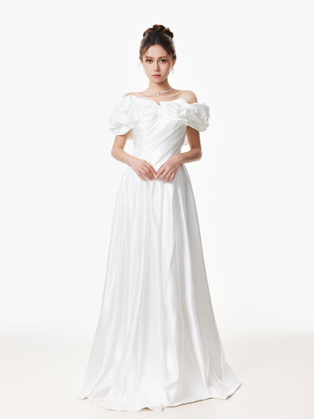 Off Shoulder Ruffle Gown with Floral Detail - nightcity clothing