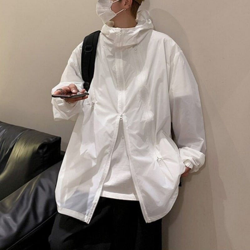 Double Zip Oversized Hooded Windbreaker