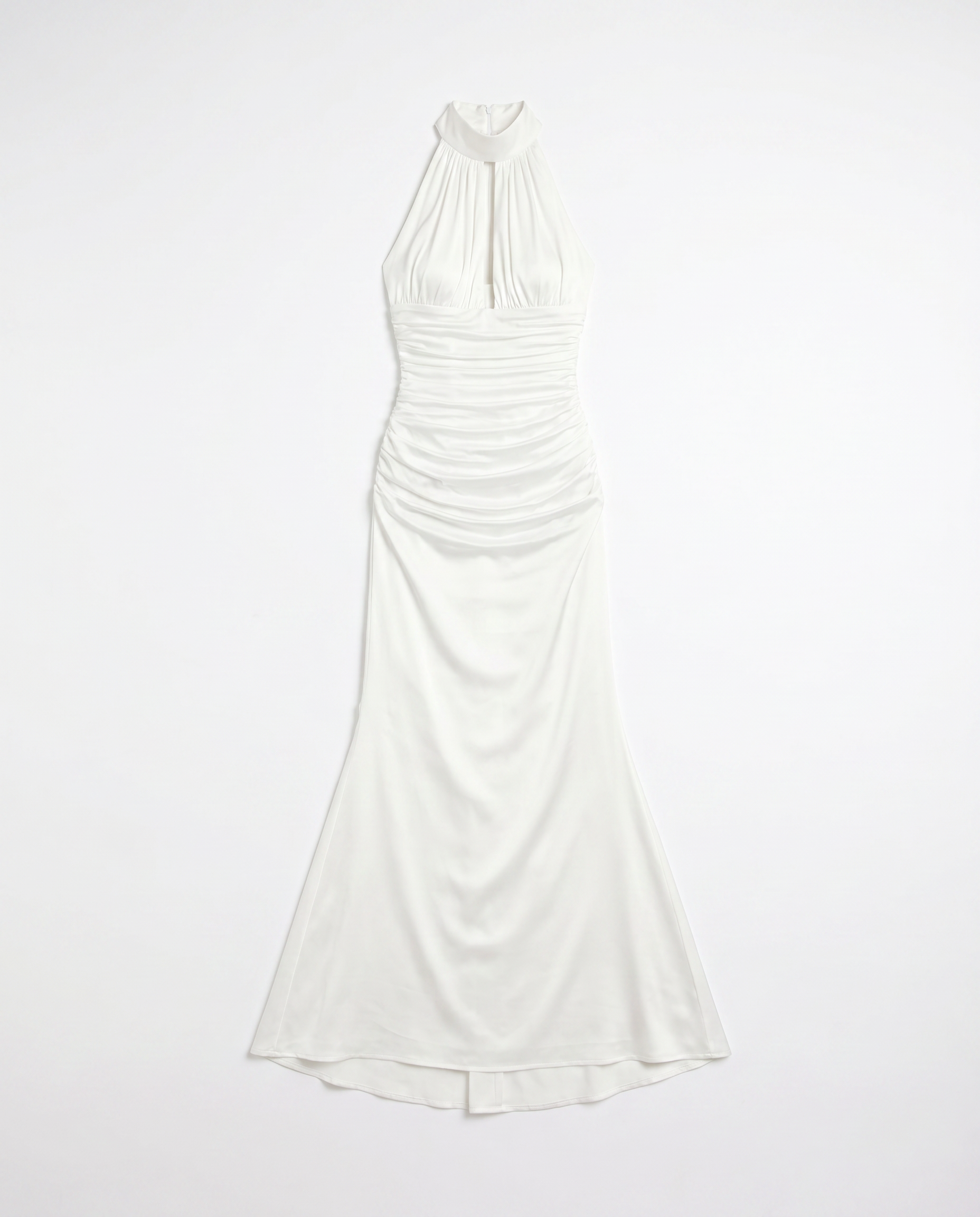 Satin Halter Ruched Mermaid Maxi Dress-8