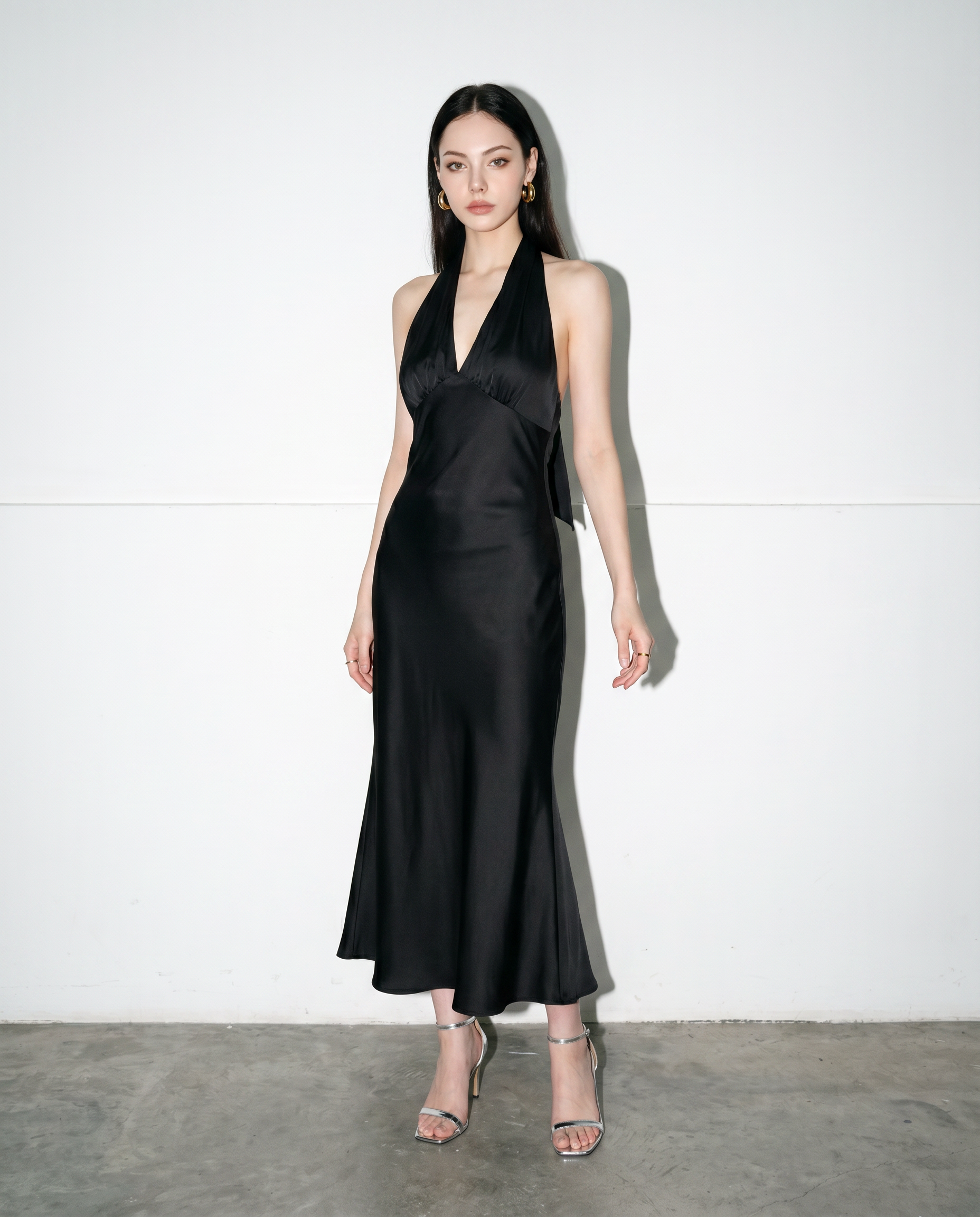Satin Plunge Backless Maxi Slip Dress-10