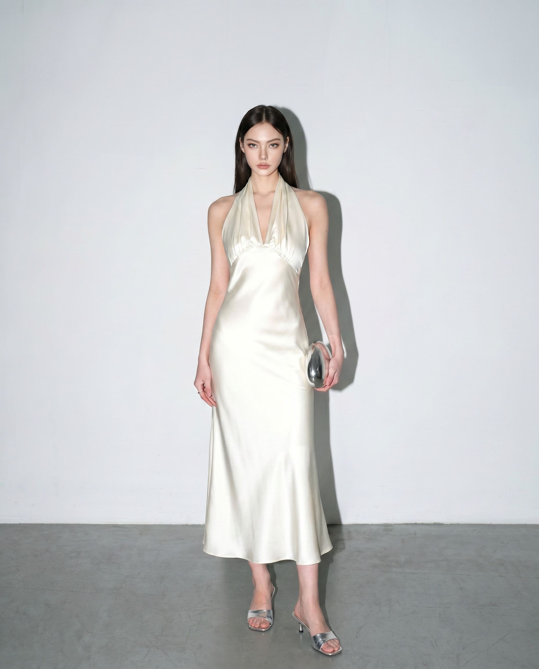 Satin Plunge Backless Maxi Slip Dress-1