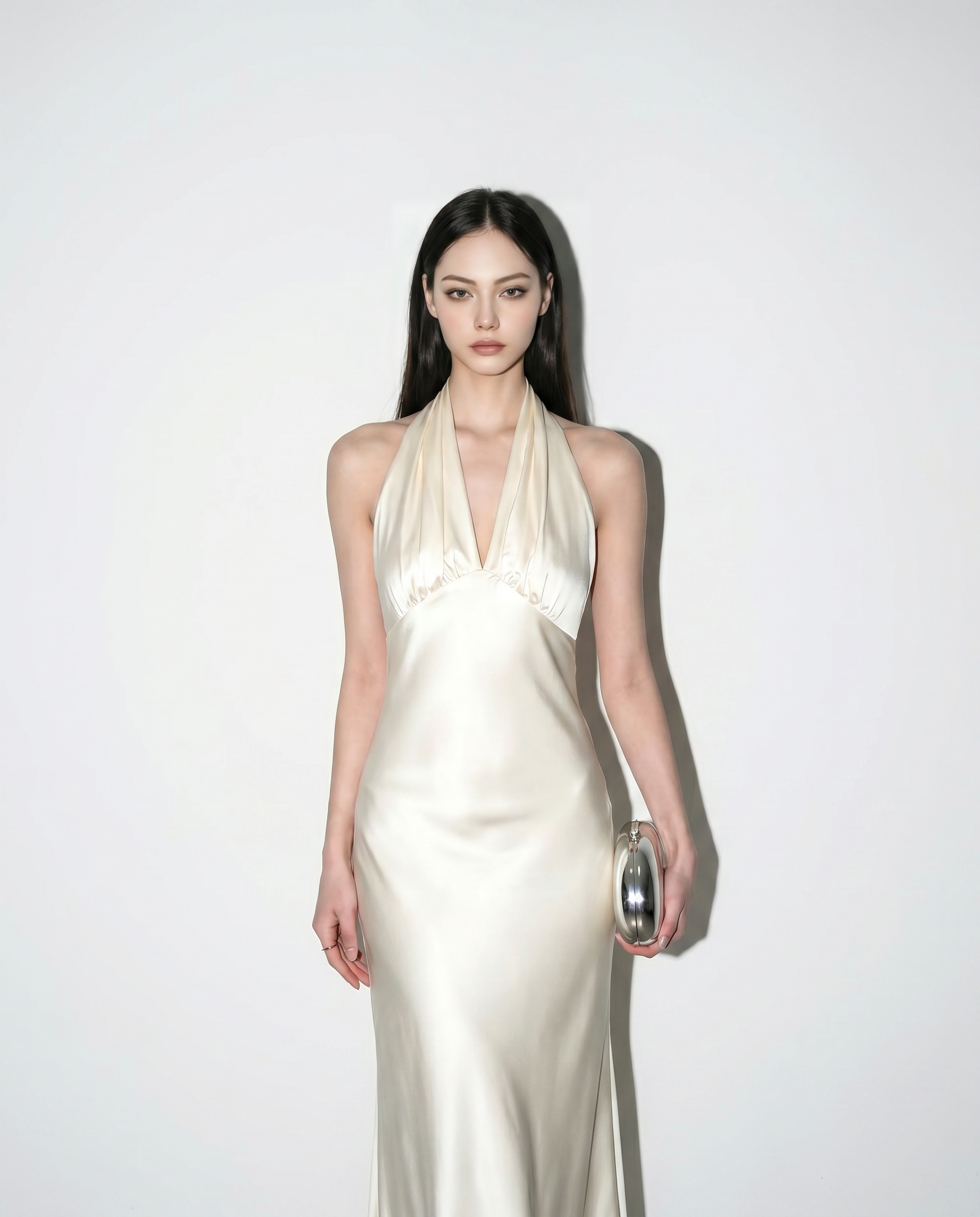 Satin Plunge Backless Maxi Slip Dress-3