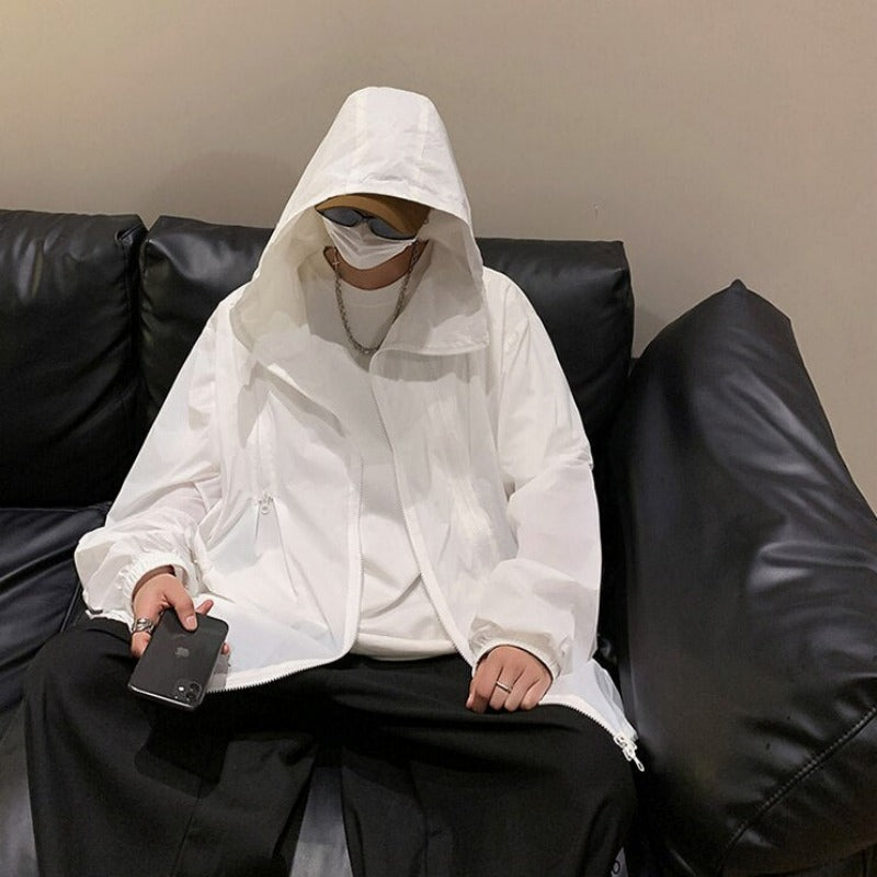 Double Zip Oversized Hooded Windbreaker