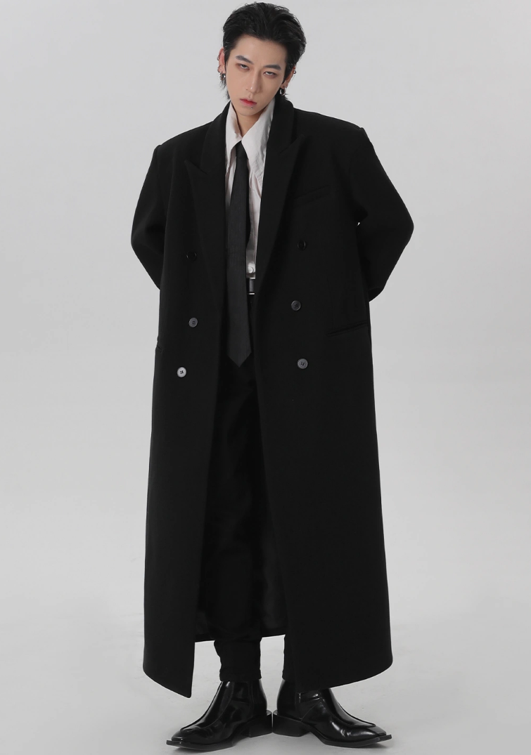 Boxy Longline Double-Breasted Coat