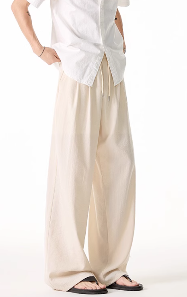 Wide Leg Elastic Waist Drawstring Pants