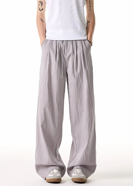 Wide Leg Elastic Waist Drawstring Pants