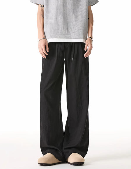 Wide Leg Elastic Waist Drawstring Pants