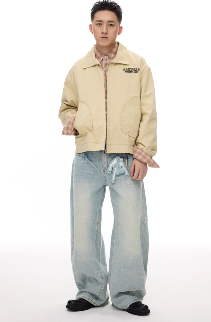 Barrel Wide-Leg Light Wash Faded Jeans