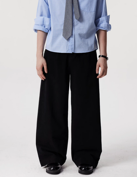 Wide Leg Draped Chino Pants with Belt Loops - nightcity clothing