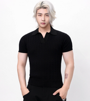 Ribbed Trim Cable Knit Pattern Polo Shirt - nightcity clothing