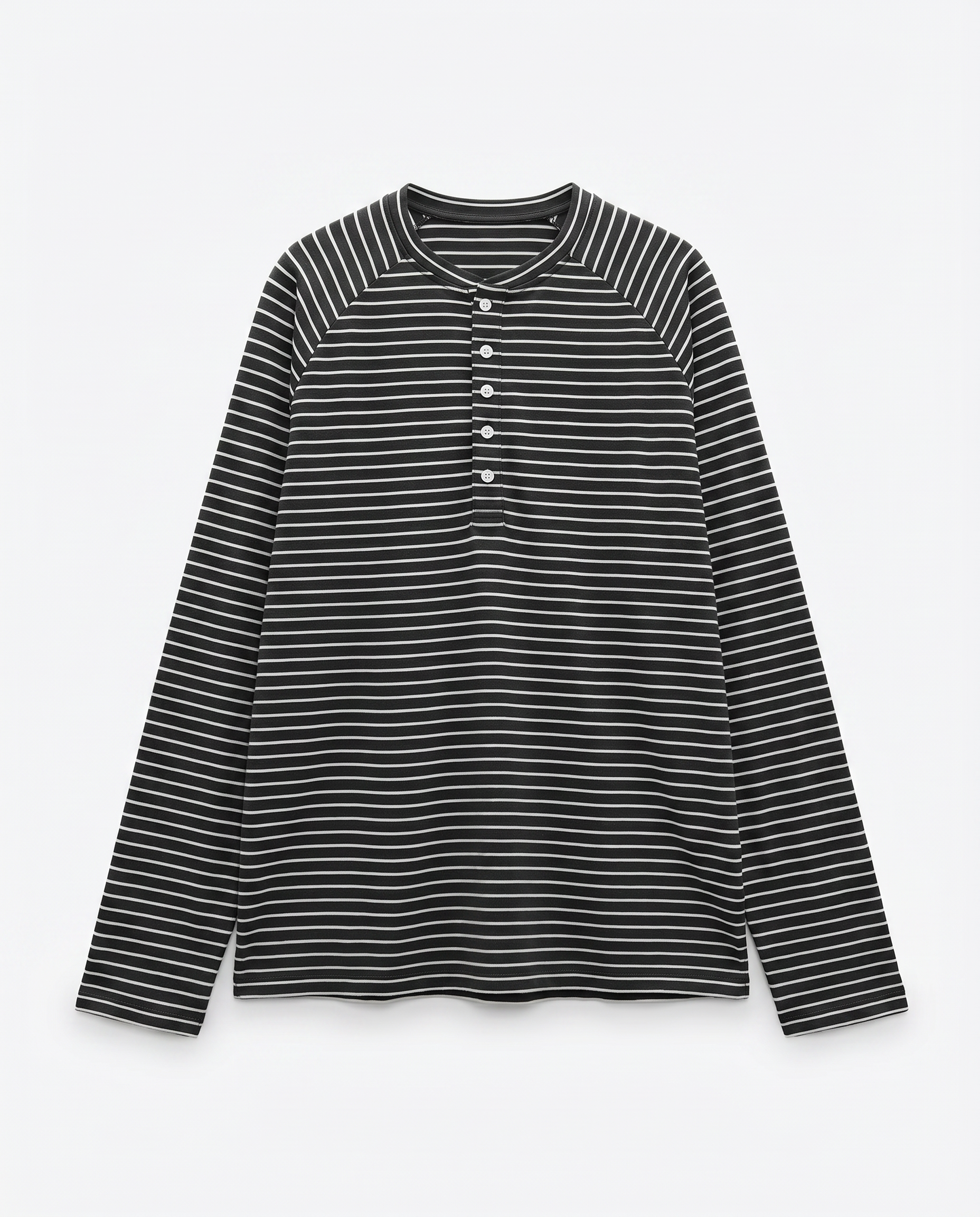 Striped Long Sleeve Raglan Henley-6