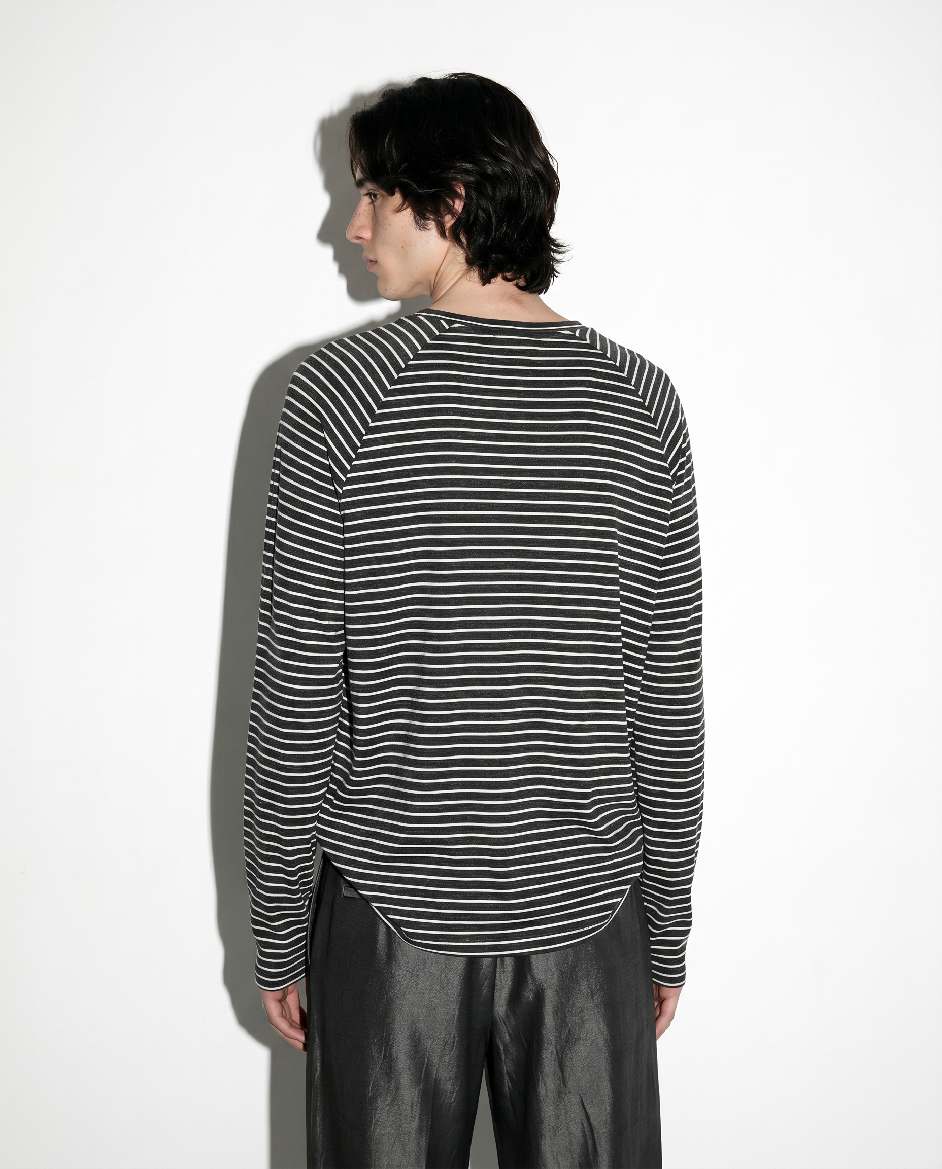 Striped Long Sleeve Raglan Henley-5