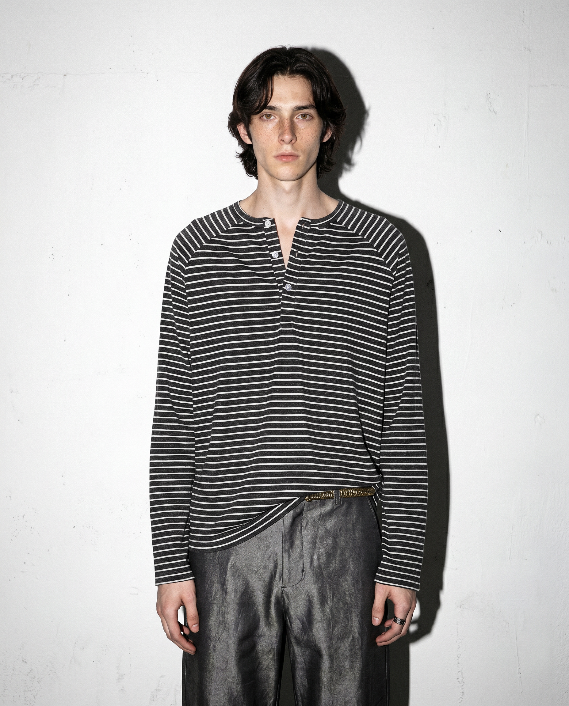 Striped Long Sleeve Raglan Henley-3
