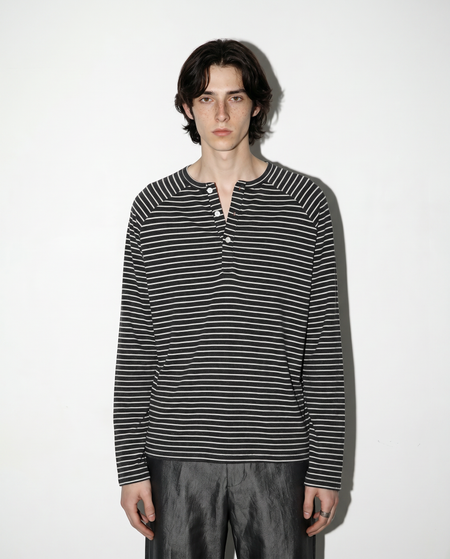 Striped Long Sleeve Raglan Henley