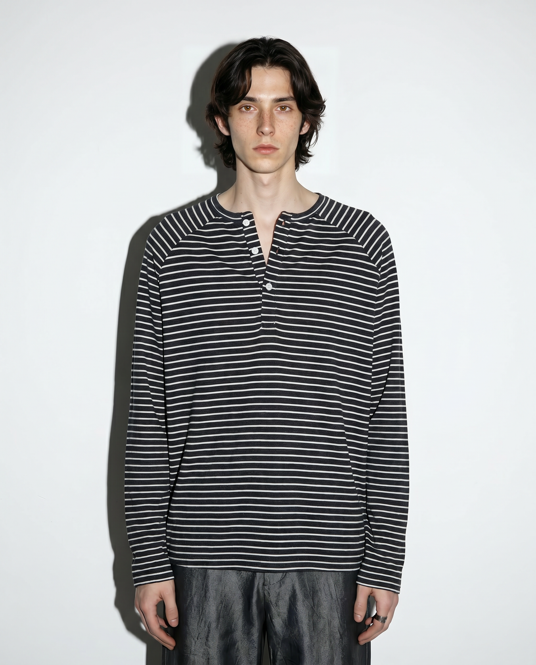 Striped Long Sleeve Raglan Henley-2