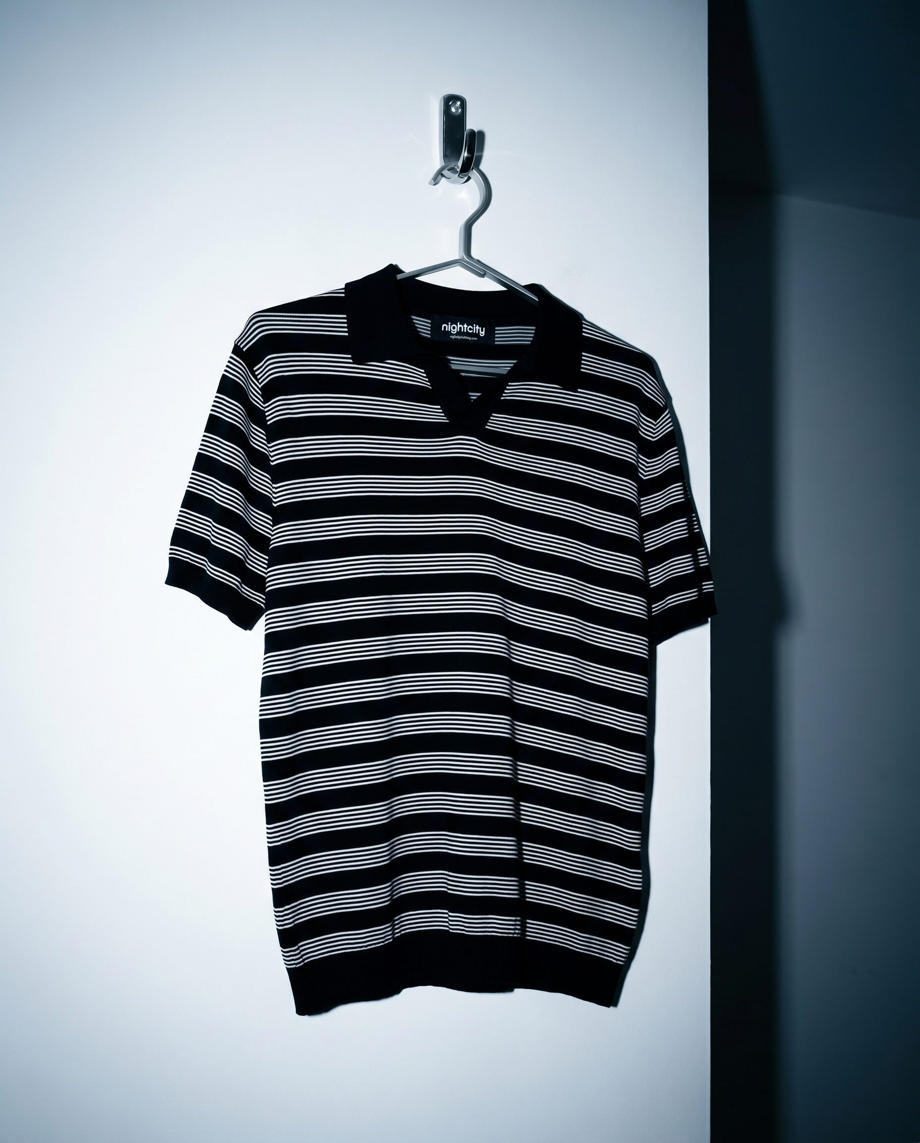 Striped Open Collar Polo Top-15