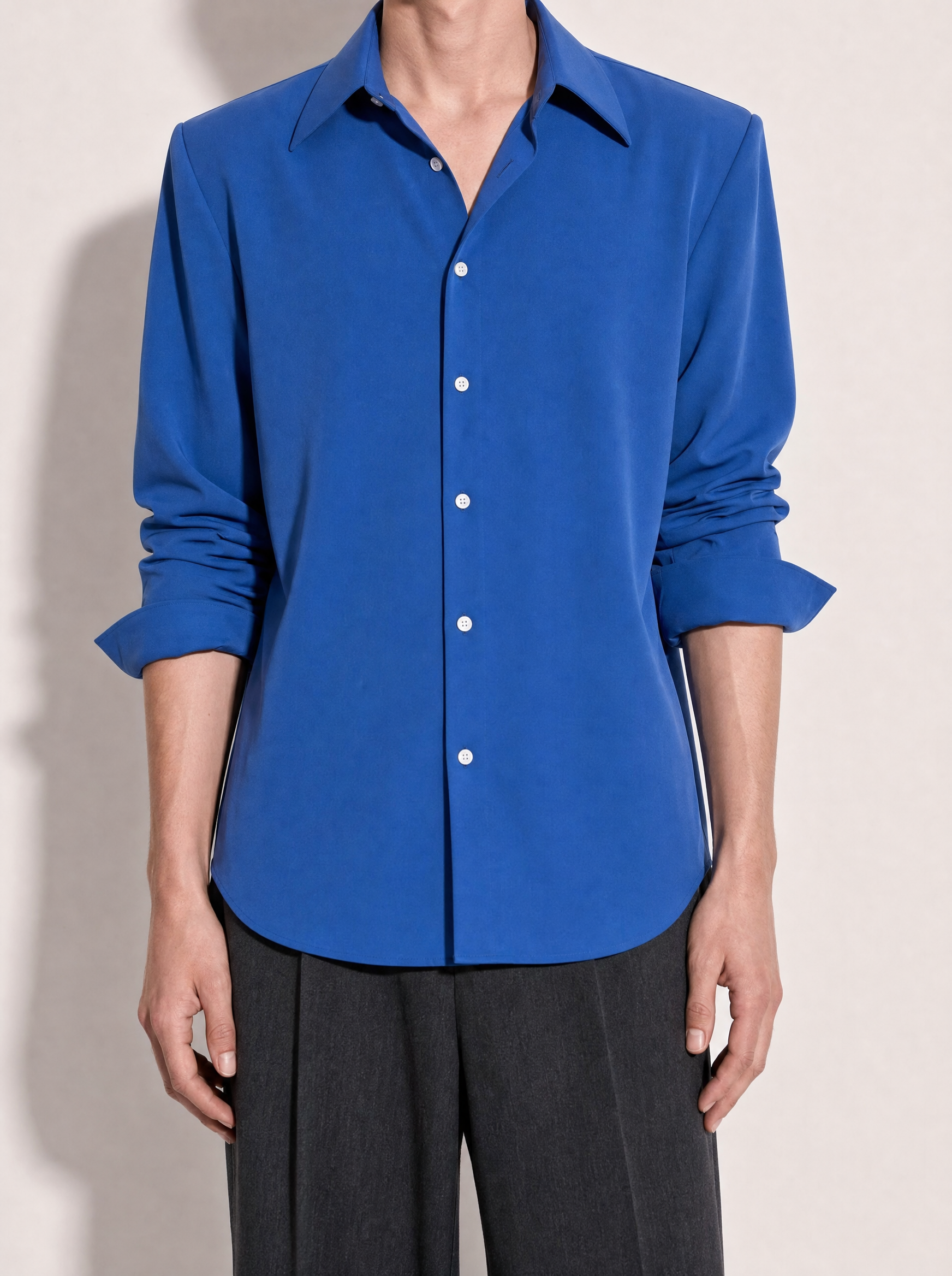 Structured Shoulder Padded Button-Up Shirt-10