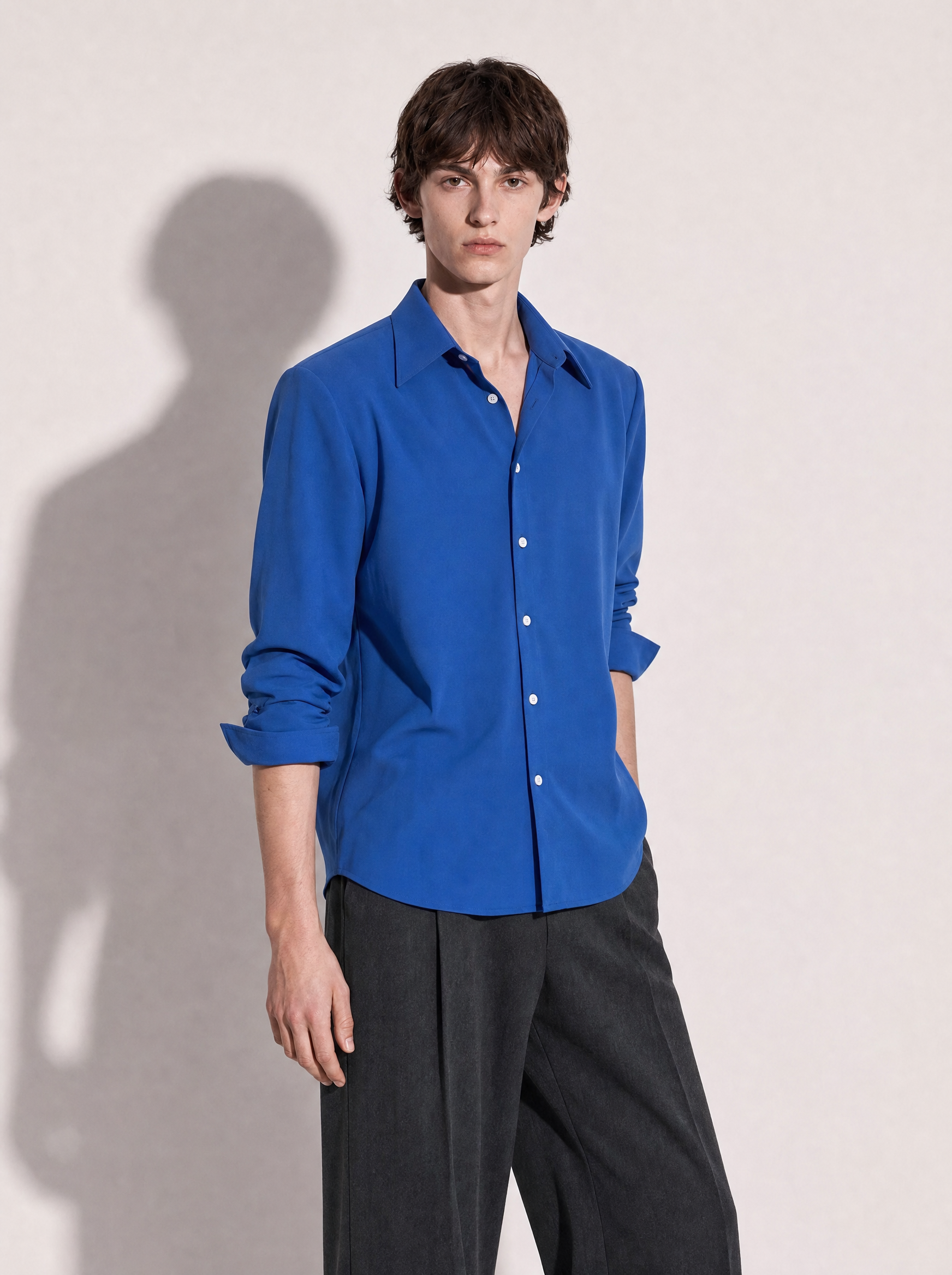 Structured Shoulder Padded Button-Up Shirt-8
