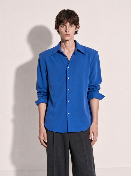 Structured Shoulder Padded Button-Up Shirt