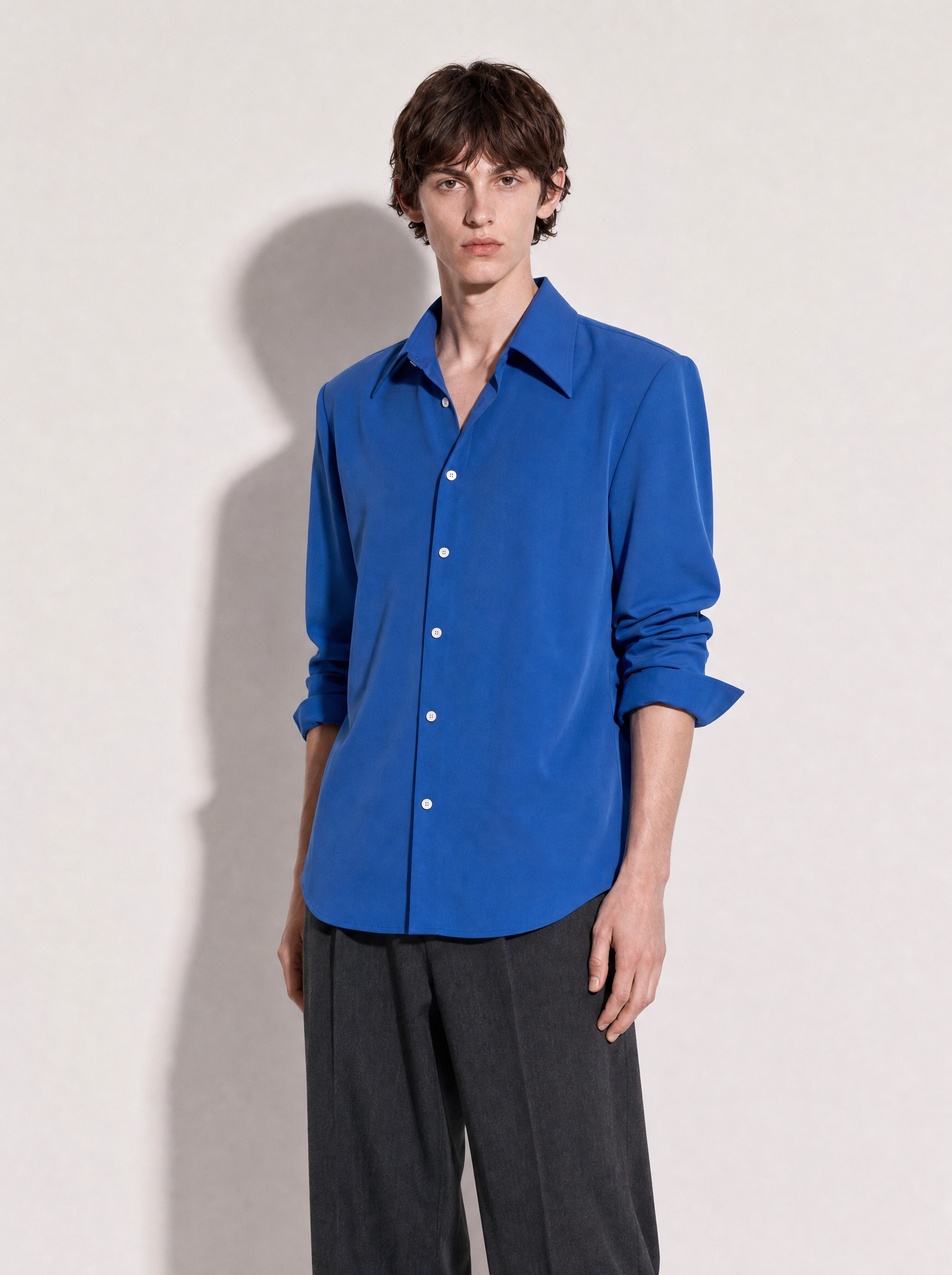 Structured Shoulder Padded Button-Up Shirt-7