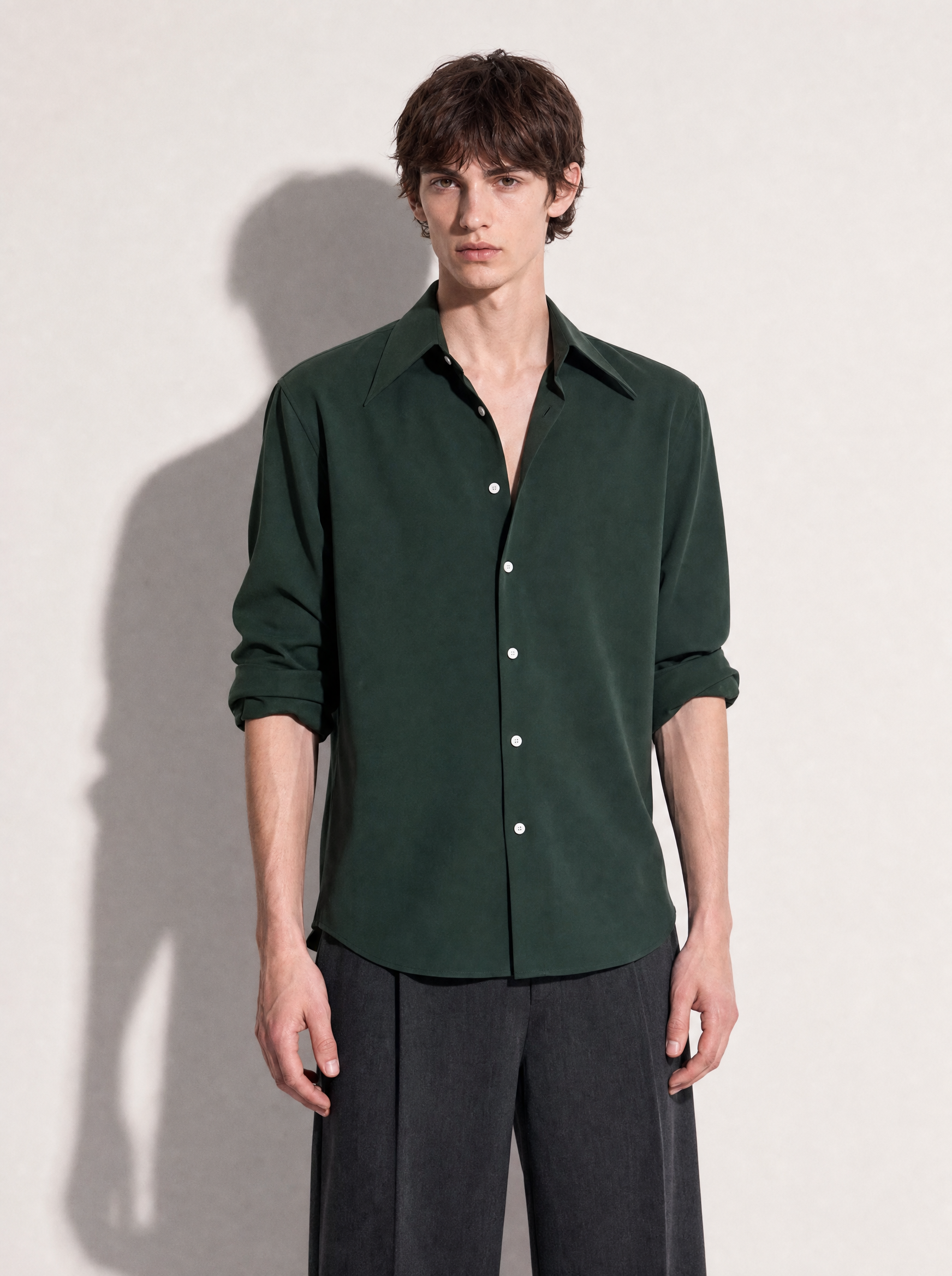 Structured Shoulder Padded Button-Up Shirt-3