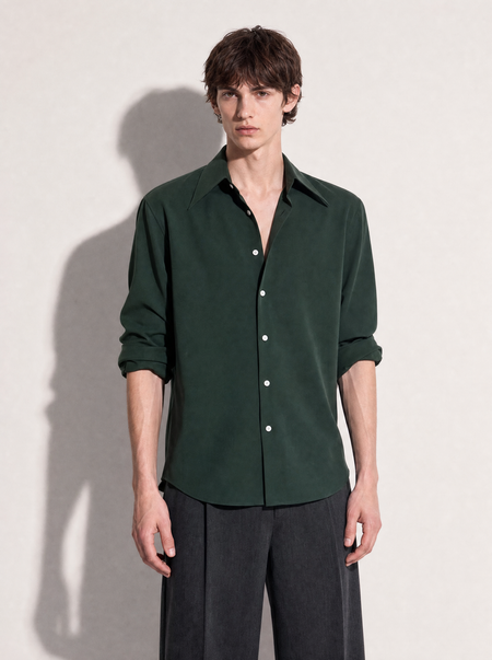 Structured Shoulder Padded Button-Up Shirt