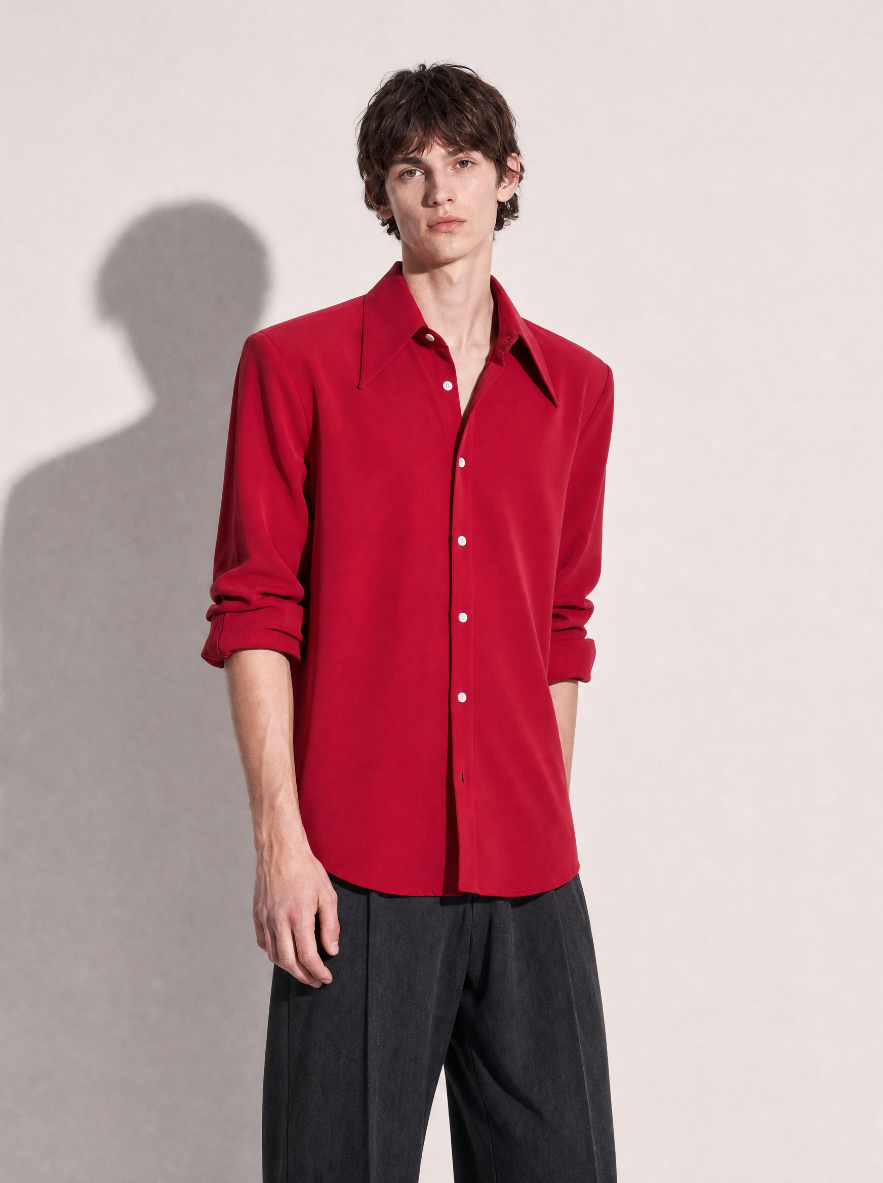 Structured Shoulder Padded Button-Up Shirt-14