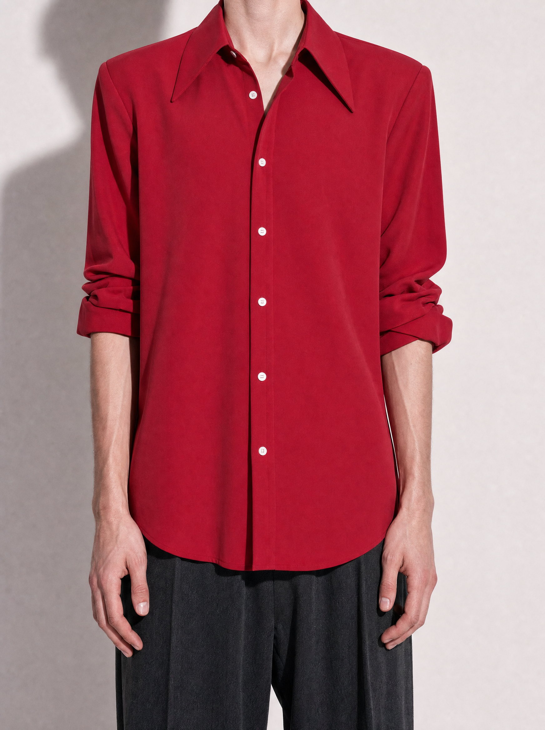 Structured Shoulder Padded Button-Up Shirt-16