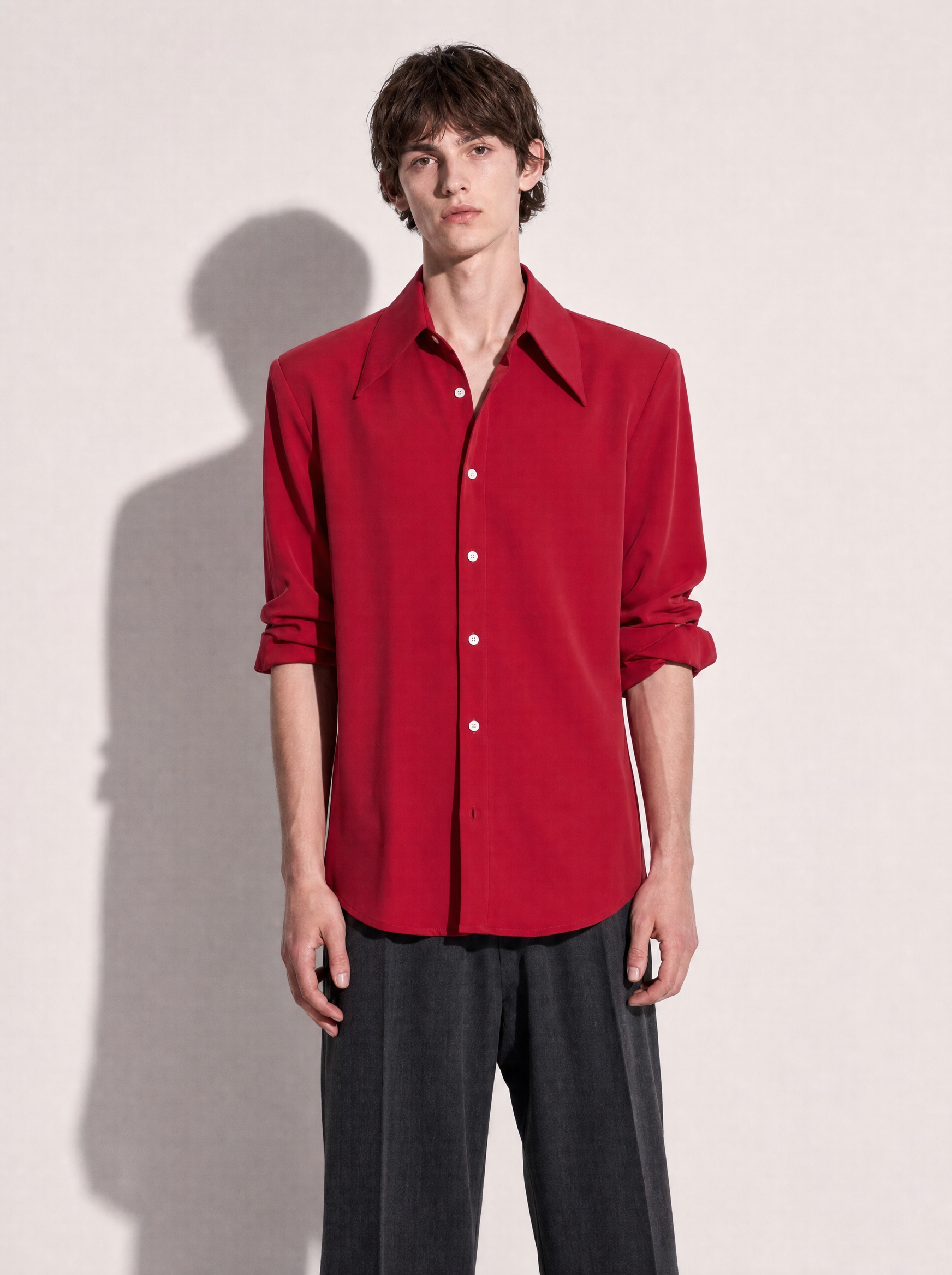 Structured Shoulder Padded Button-Up Shirt-2