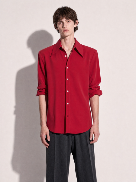 Structured Shoulder Padded Button-Up Shirt