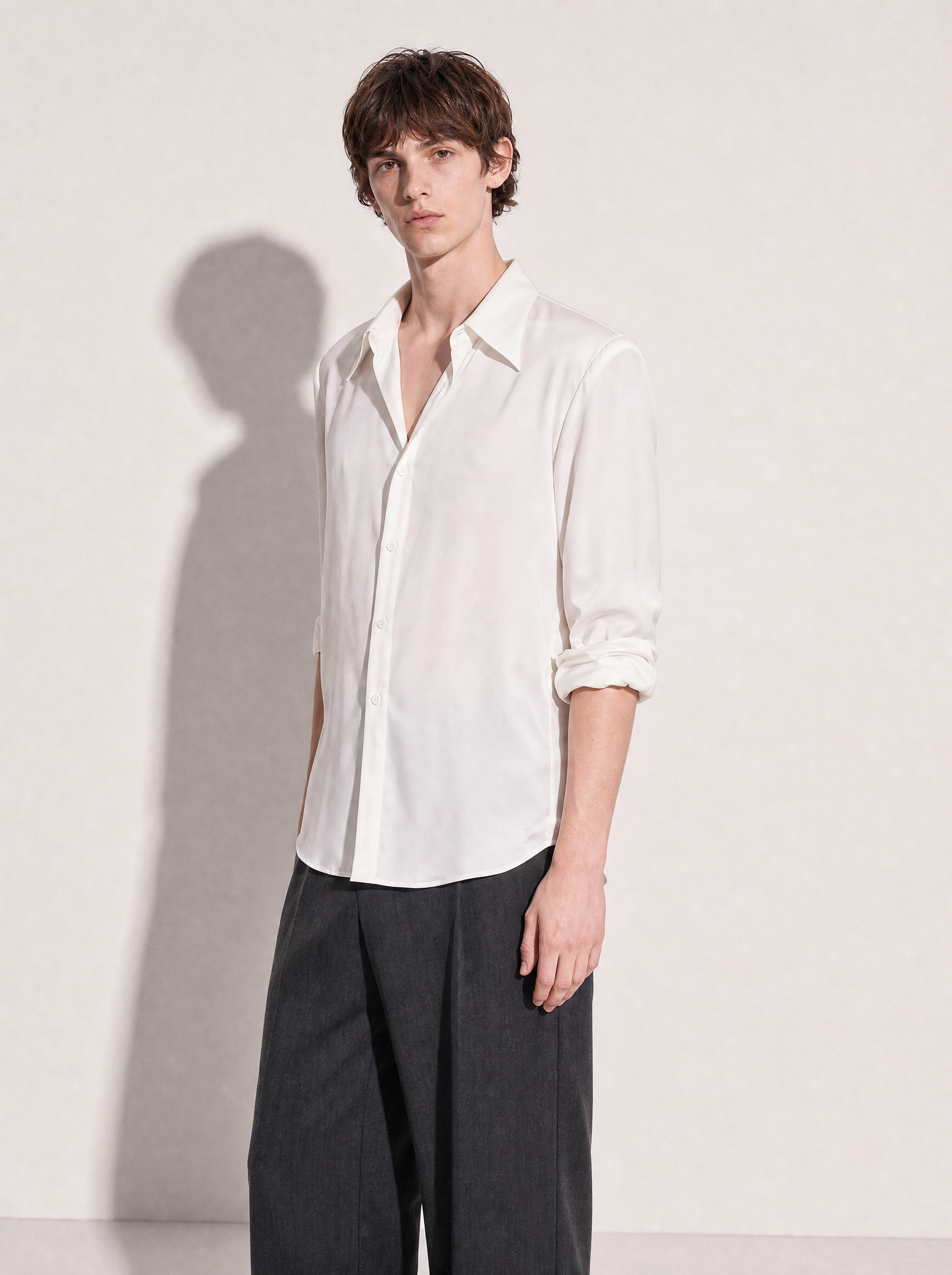 Structured Shoulder Padded Button-Up Shirt-39