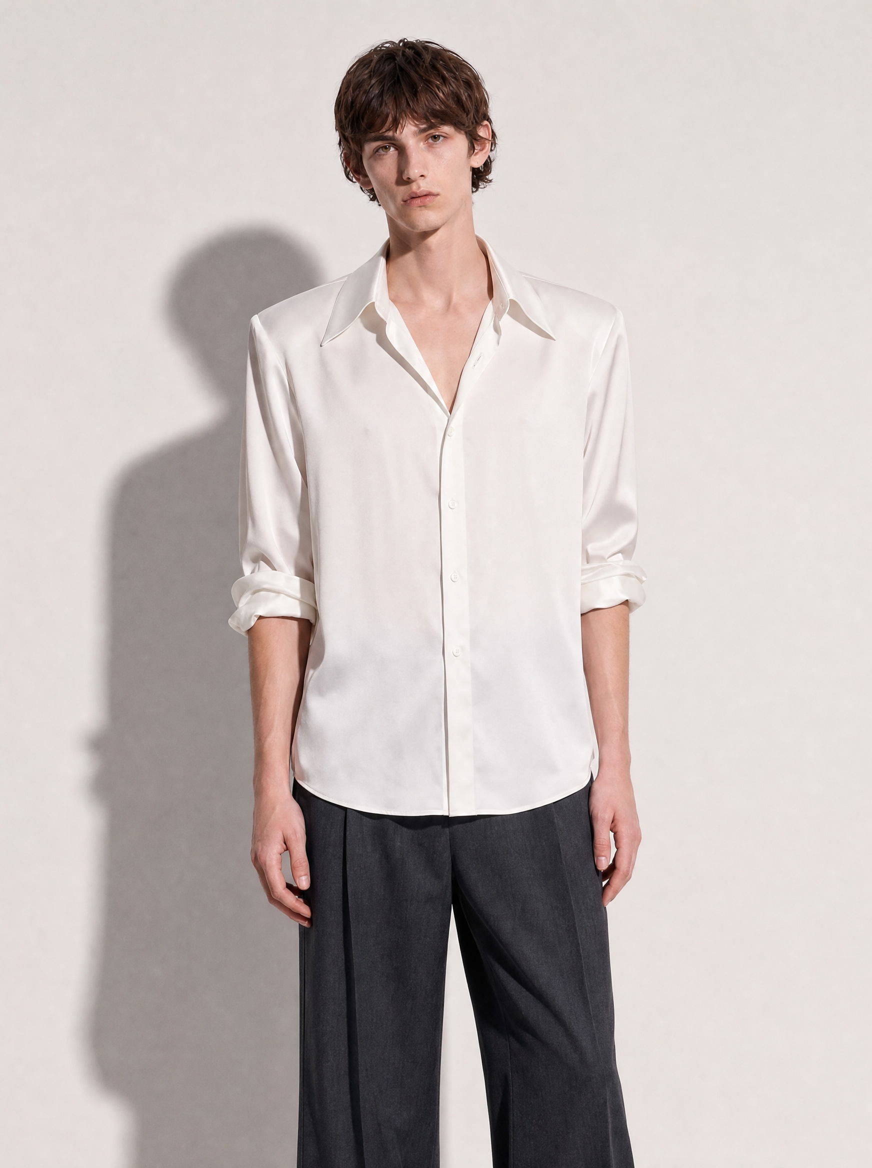 Structured Shoulder Padded Button-Up Shirt-6