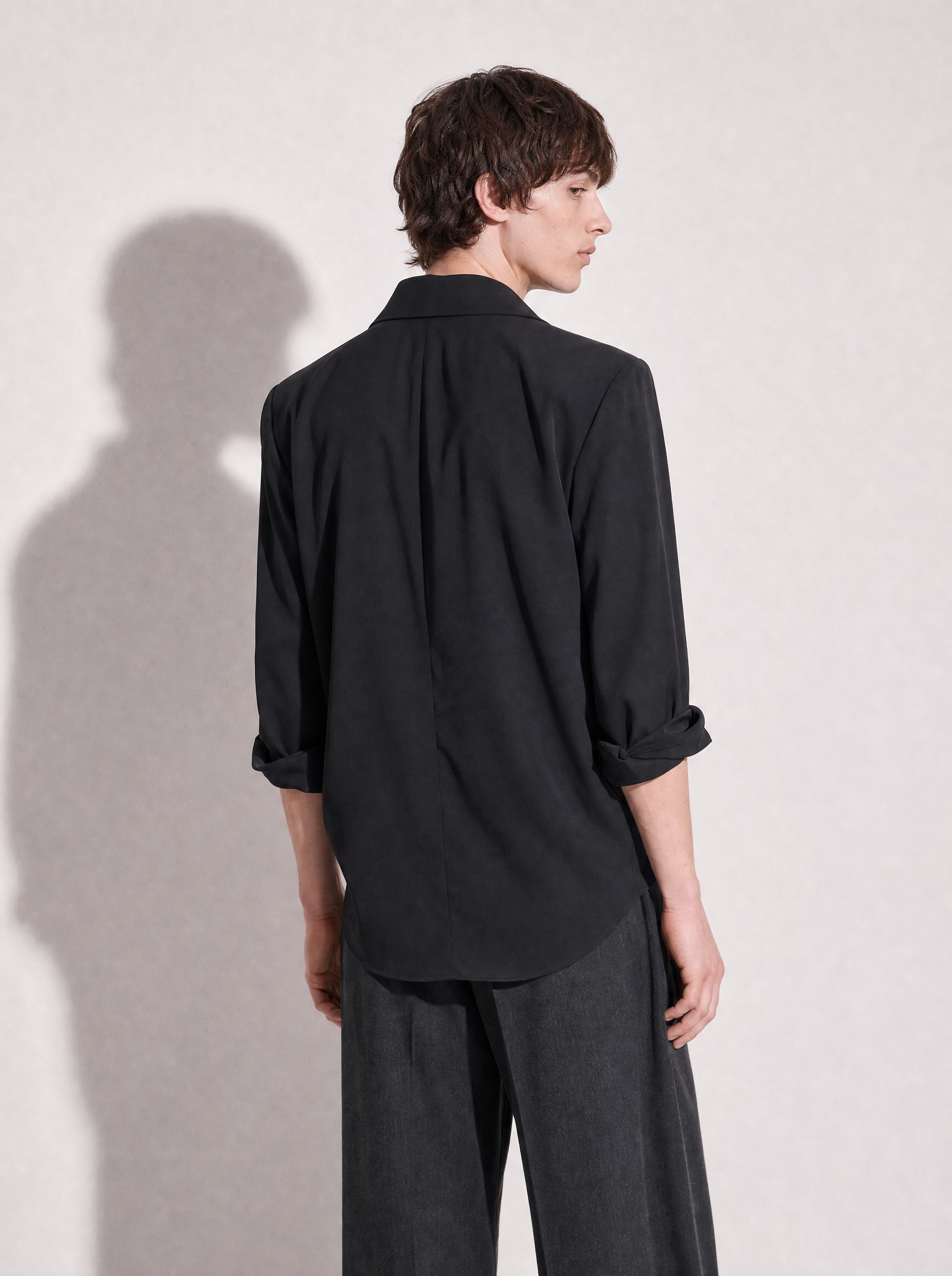 Structured Shoulder Padded Button-Up Shirt-34